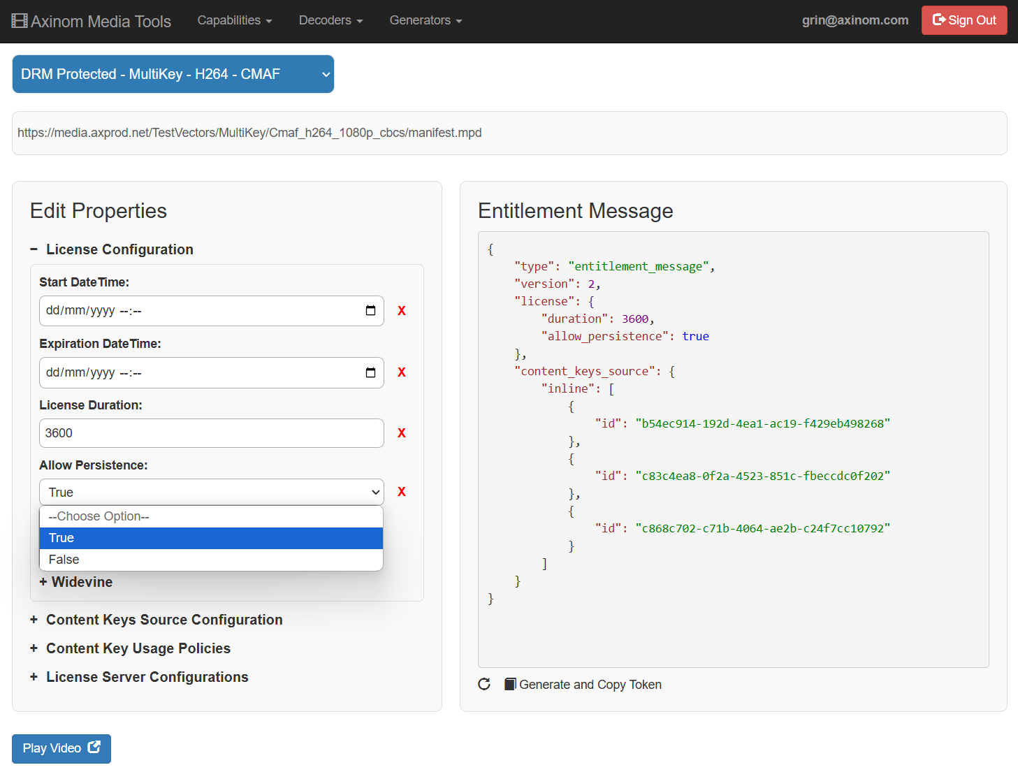 Entitlement Message Generator