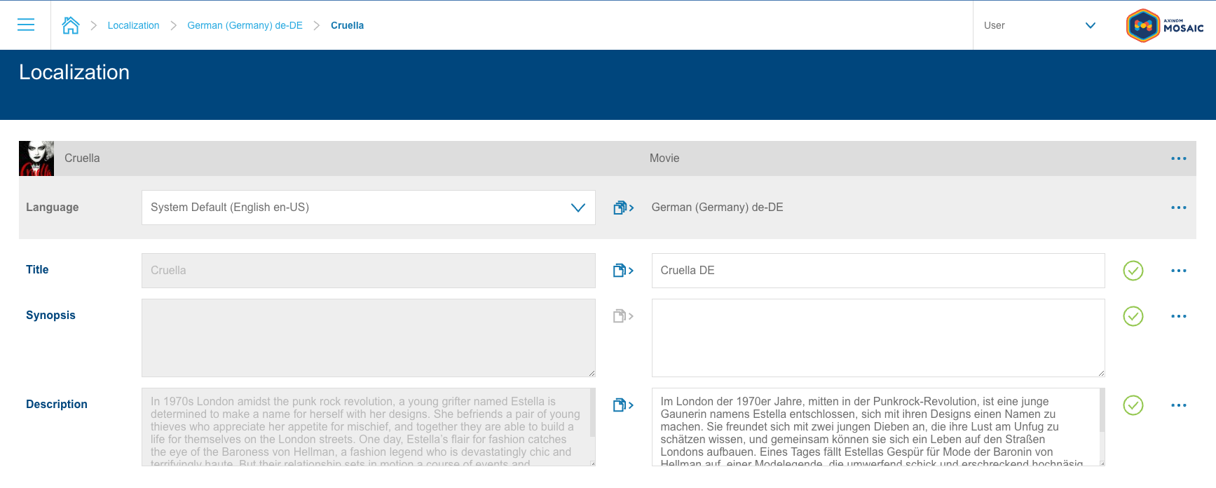typical localization UI